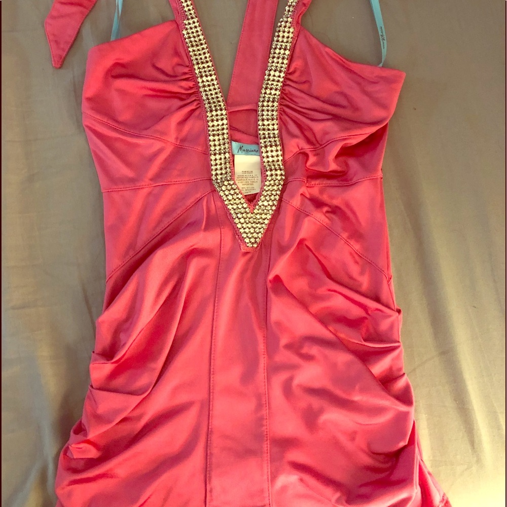 Marciano S Rhinestone Crystal Deep Plunge V Neck